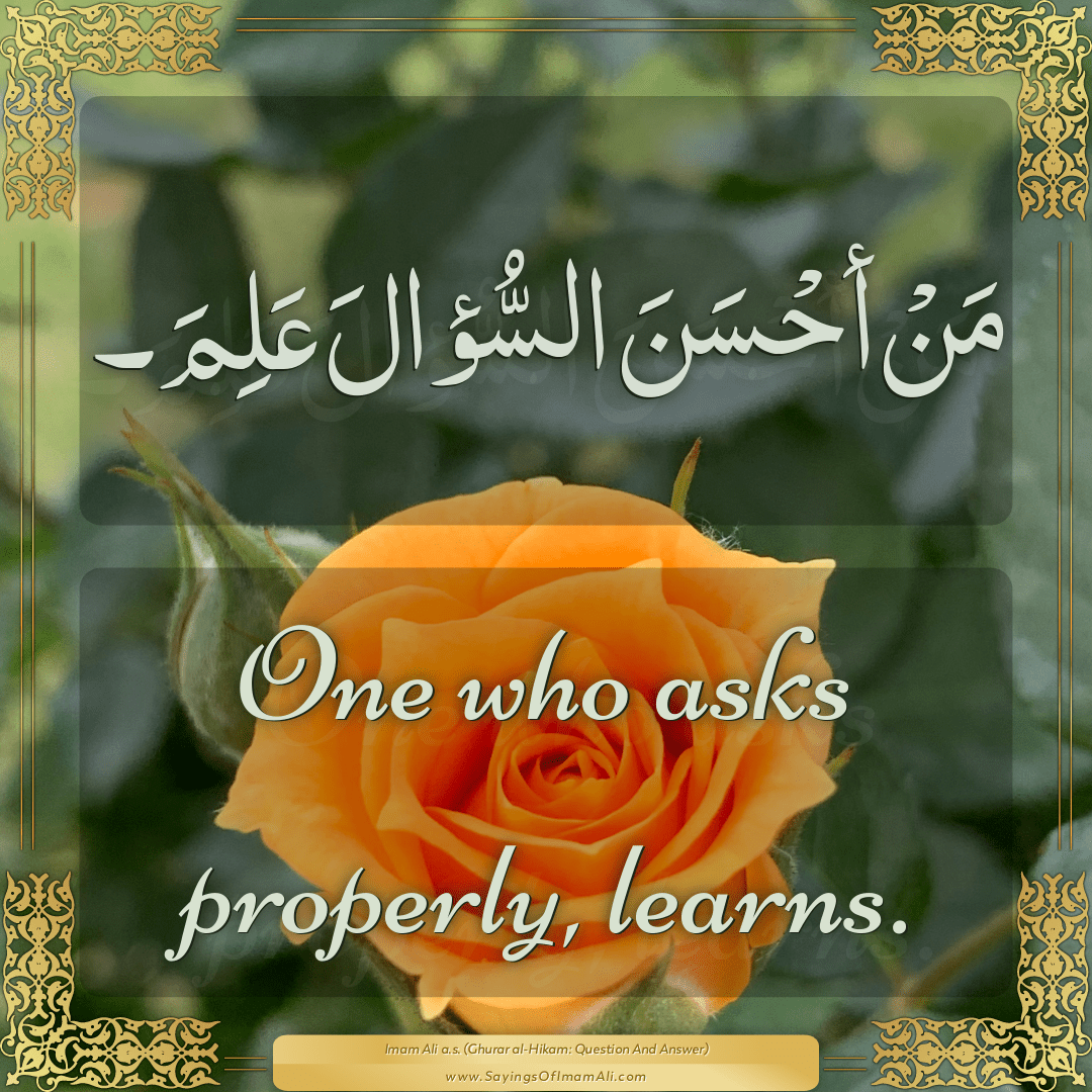 One who asks properly, learns.